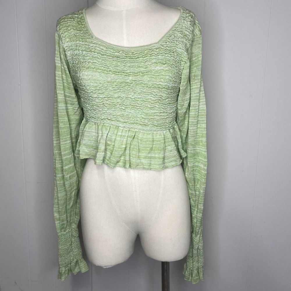 Free People Free Spirit Pullover Cotton Blend Knit In Seafoam Green NWT, Size S - Picture 4 of 6